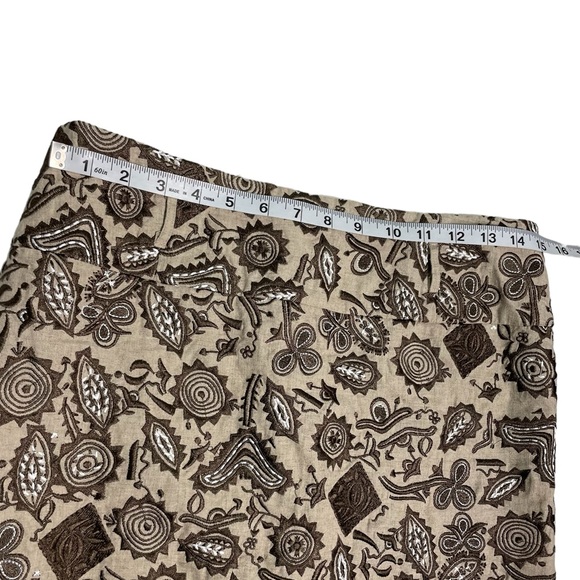 Dizzy Lizzy Heavily Embroidered linen cotton Skirt beige browns  size 4 - Picture 11 of 16